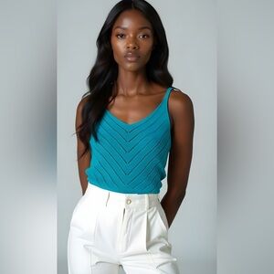 NEW Spaghetti Strap Crochet Top Turquoise Blue